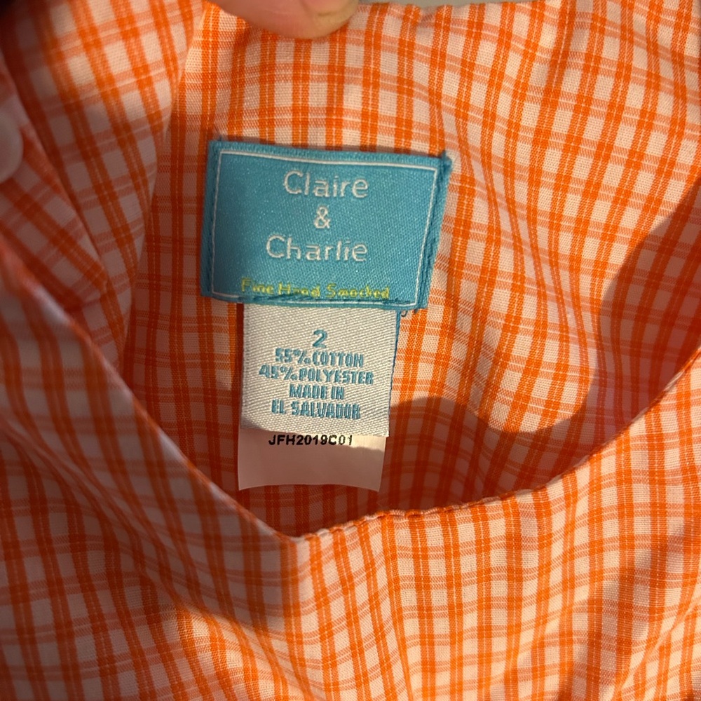 Orange Gingham Kids One Piece - Picture 2 of 2